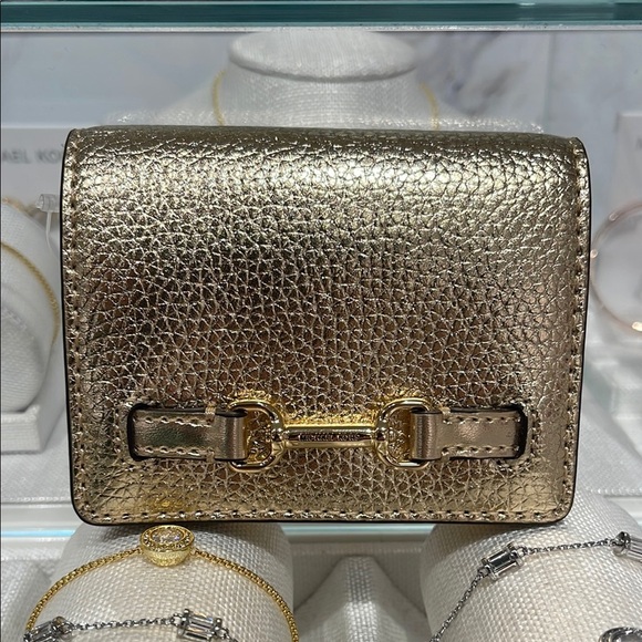 Michael Kors Handbags - MICHAEL KORS
Carson Small Metallic Pebbled Leather Wallet
Pale Gold 
NWT